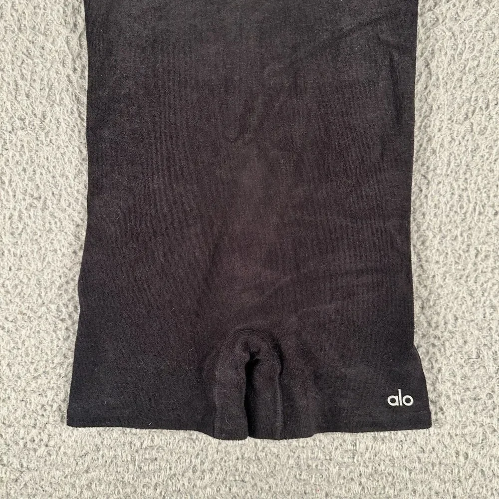 Alo Yoga‎ Seamless Luxe Terry Cuddle Romper Womens XS Black